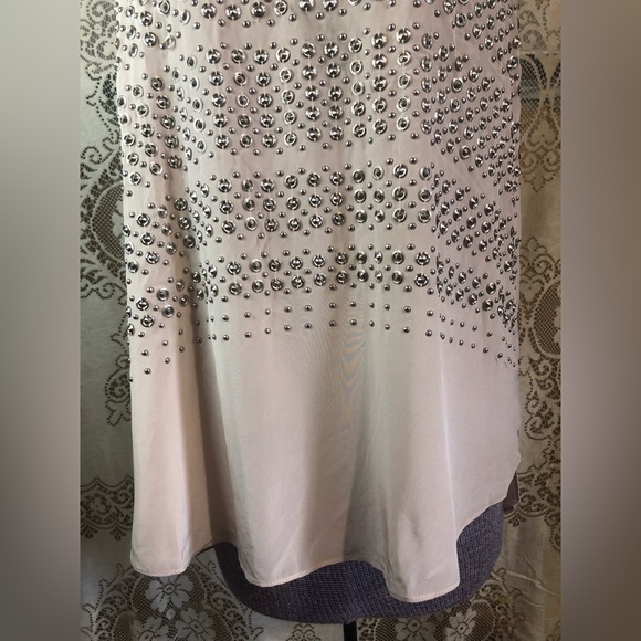 Rebecca Taylor Ballerina Light Pink Studded Silk Sleeveless Tank Size 12 - Picture 5 of 12